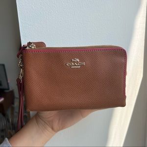 Brown Leather Coach Wristlet